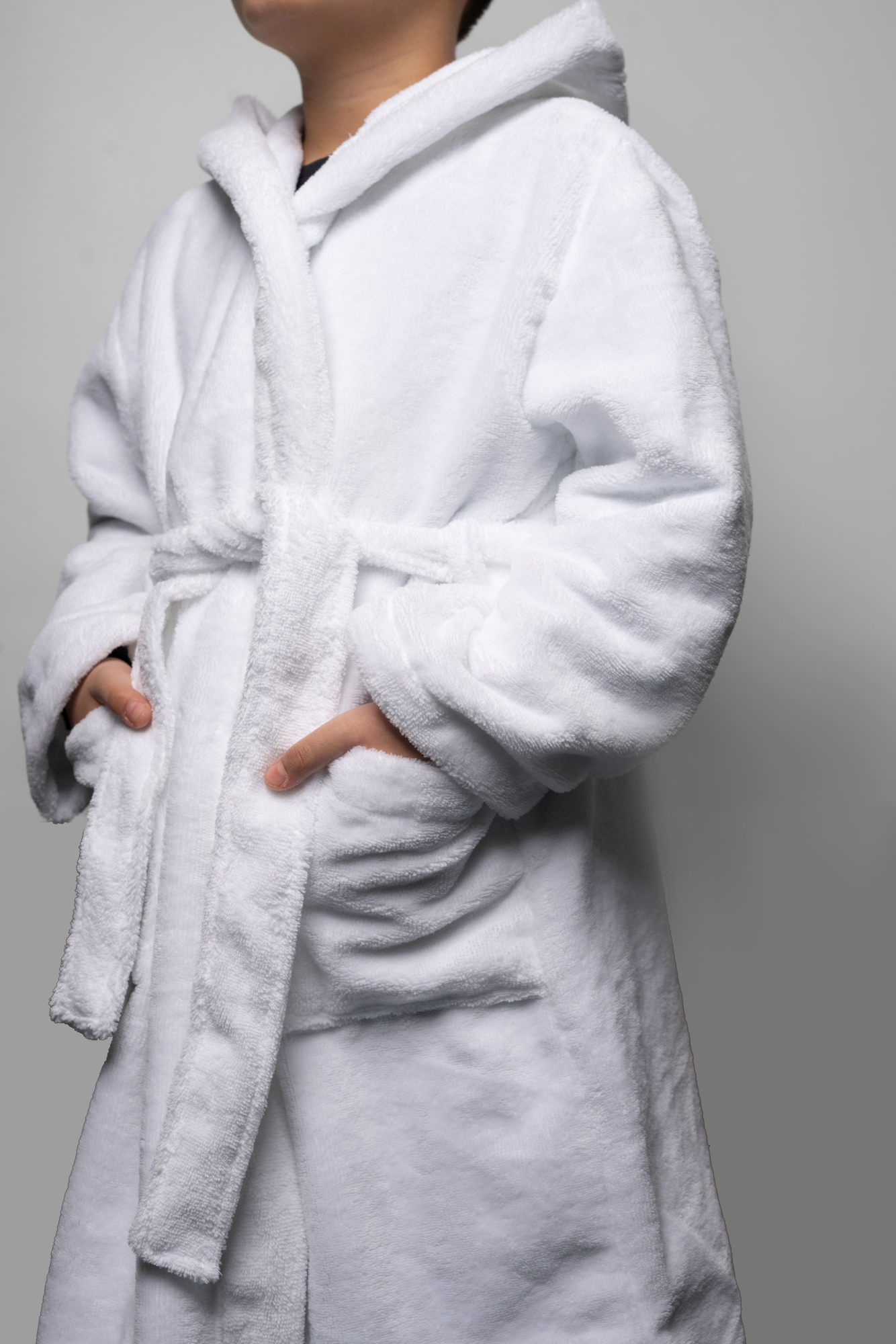 Халат, детский New, с капюшоном, м-в Super Soft, р.36 (140-146см), 330г/м2